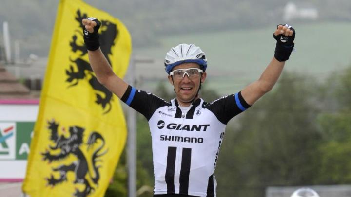 Hupond completa la grande giornata dei Giant-Shimano sul traguardo di Licques (foto AFP)