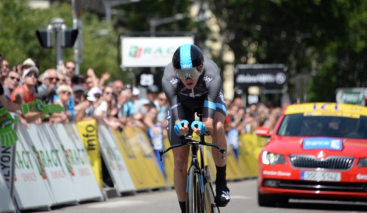 Froome allarrivo del cronoprologo lungo del Criterium del Delfinato (foto ASO)