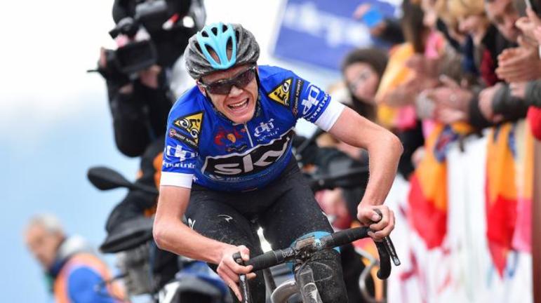 La grinta sul volto di Froome, durante lattacco sullAlto de Allanadas (foto Tim de Waele/TDWSport.com)