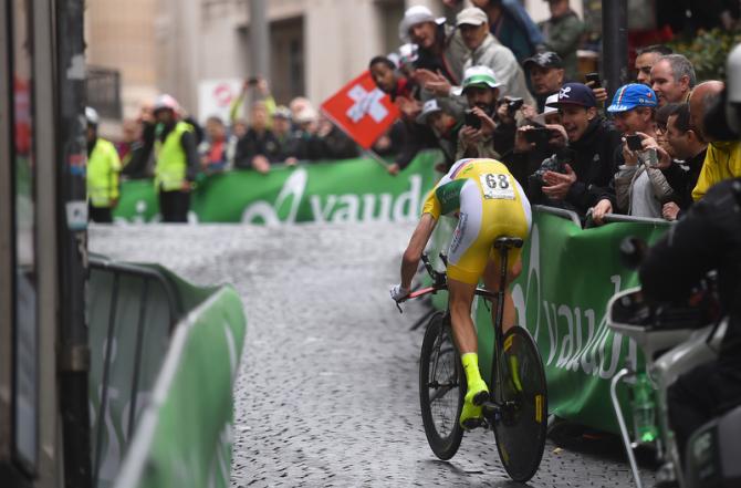 Zakarin a pochi passi dal traguardo della decisiva crono di Losanna (foto Tim de Waele/TDWSport.com)