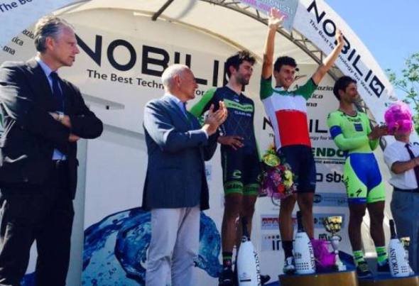 Il podio della prova professionisti della cronometro tricolore 2015 (foto Spazio Ciclismo / Matteo Caimi)