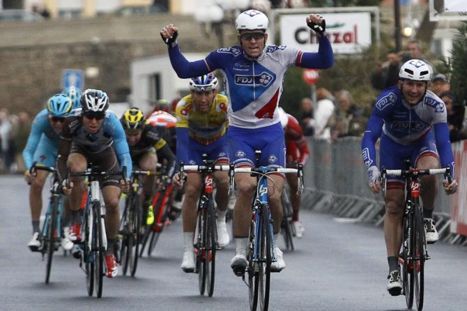 Arnaud Démare vince la seconda tappa della neonata Mediterranea, prolungando la festa in casa FDJ dopo la vittoria collettiva nella cronosquadre di 24 ore prima (Getty Images Sport)