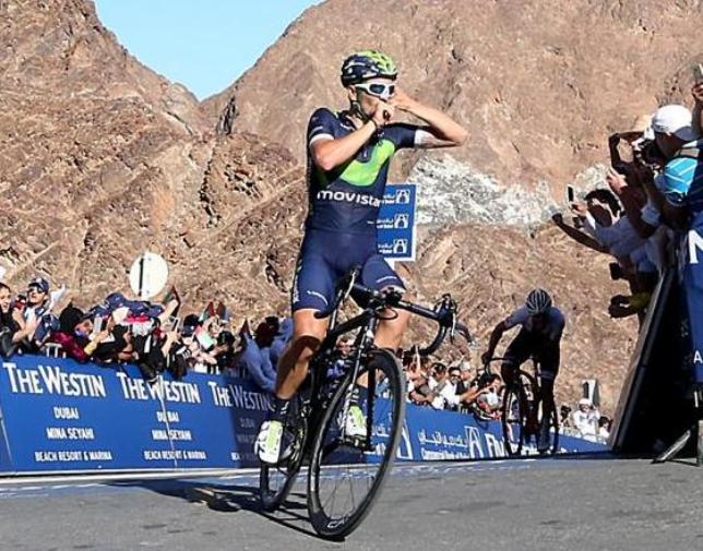 Lo spagnolo Lobato Del Valle doma larcigno muro di Hatta vincendo la tappa regina del Dubai Tour (foto ANSA)