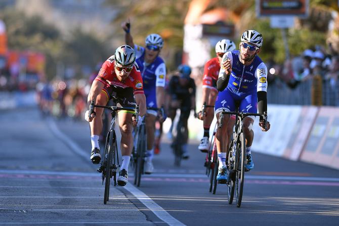 Gaviria batte il campione del mondo Sagan nellultima tappa in linea della Tirreno-Adriatico 2017 (Tim de Waele/TDWSport.com)