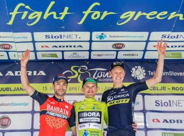 Il podio della 24a edizione del Giro di Slovenia (foto Vid Ponikvar/Sportida)