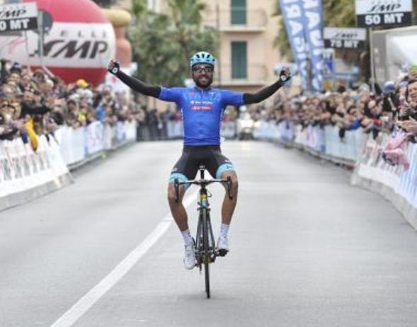 Moreno Moser centra lobiettivo di tornare grande protagonista del ciclismo rivincendo il Trofeo Laigueglia sei anno dopo la precedente affermazione (foto Bettini)