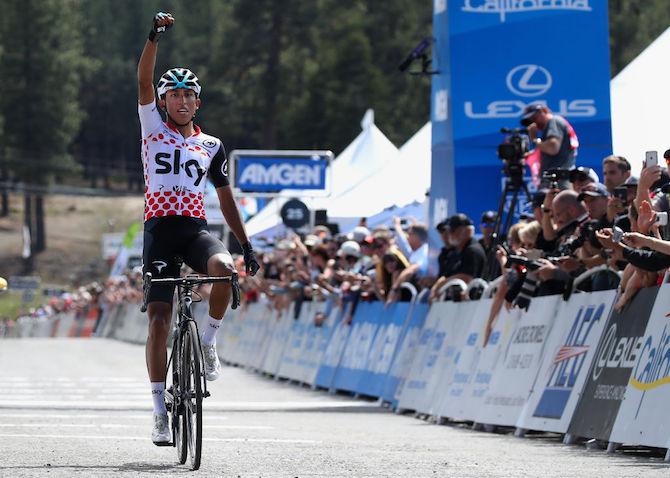 Il colombiano Bernal vince anche la seconda tappa di montagna del Tour of California tornando ad issarci al vertice della classifica generale (Getty Images)