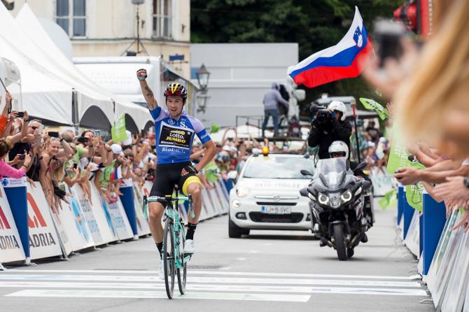 Primož Roglič si impone nella frazione di Kamnik, tappa decisiva del Giro di Slovenia 2018 (foto SPORTIDA)