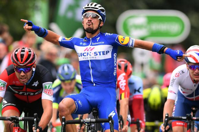 Altra perla stagionale del francese Alaphilippe, stavolta vincente in quel di Bristol (foto Justin Setterfield/Getty Images Sport)