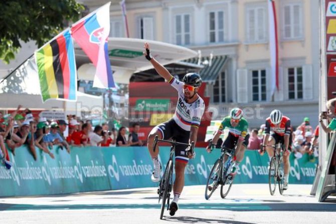 Alla terza tappa del Tour de Suisse Peter Sagan ottiene la sua prima vittoria della stagione in Europa, dopo le affermazioni finora conseguite in Australia al Tour Down Under e in America al Giro della California (foto Bettini)