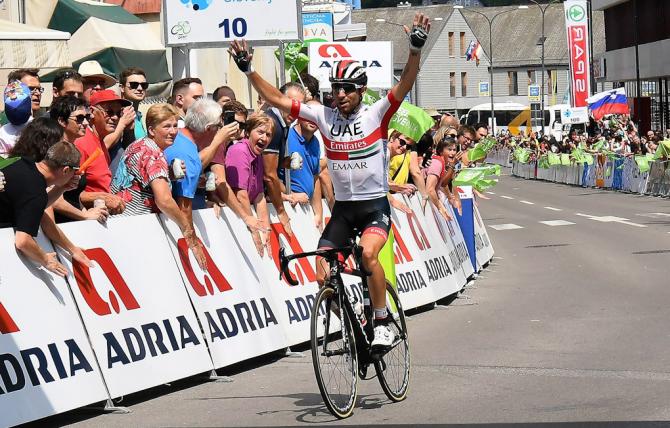 Ulissi vince la tappa di Idria conquistando la maglia di leader del Giro di Slovenia (foto Bettini)