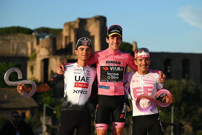 Il podio del Giro 2025 (foto Dario Belingheri/Getty Images)