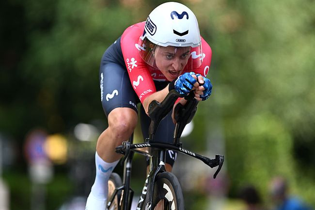 Marlen Reusser in azione sulle strade di Bergamo (foto Luc Claessen / Getty Images)